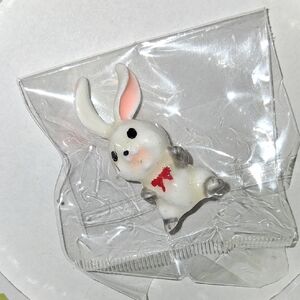 Charming White and Pink Bunny Brooch